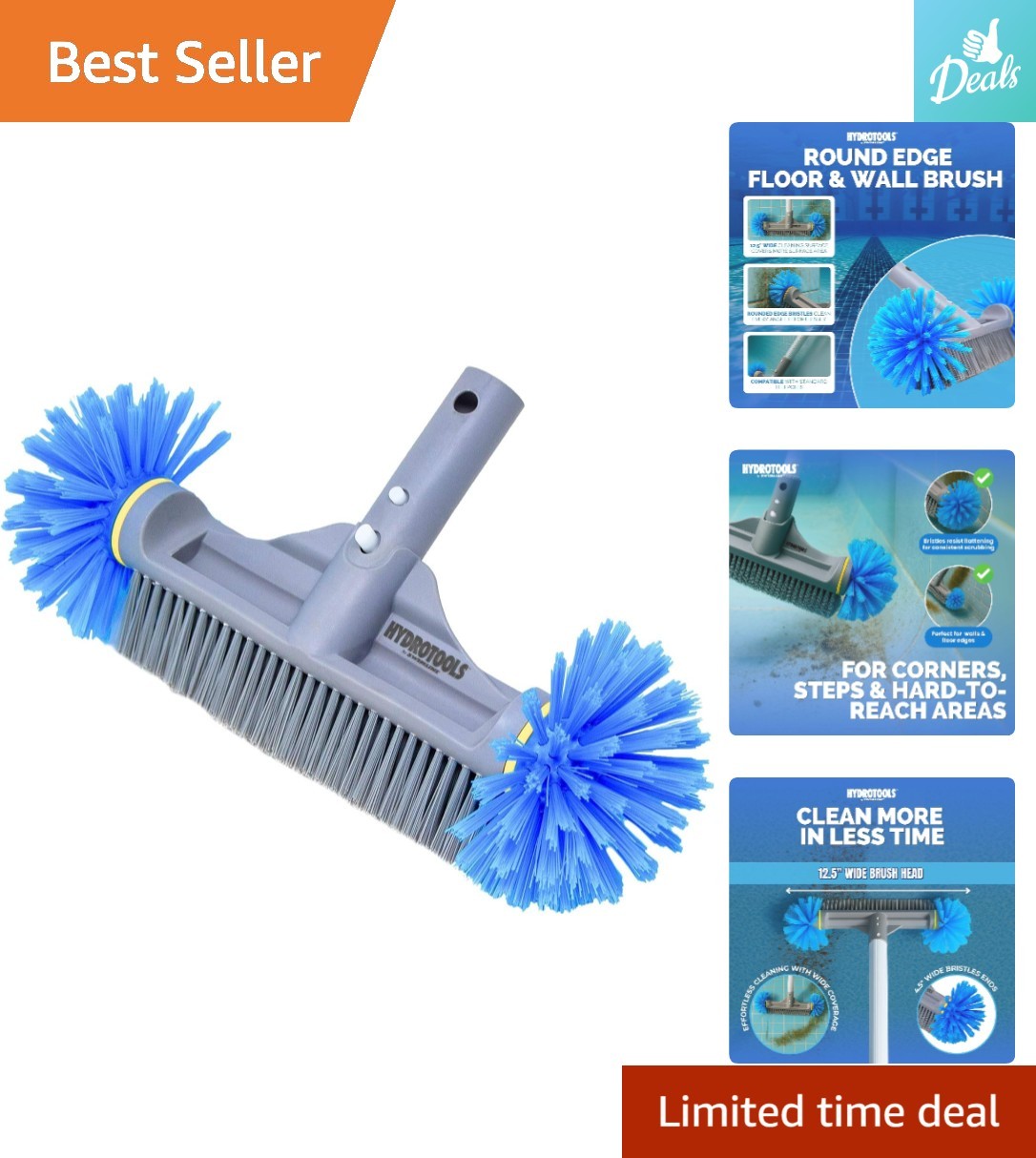 Easy-Clean Hydrotools Pool Brush Head – 12.5-Inch for Inground & Above Ground