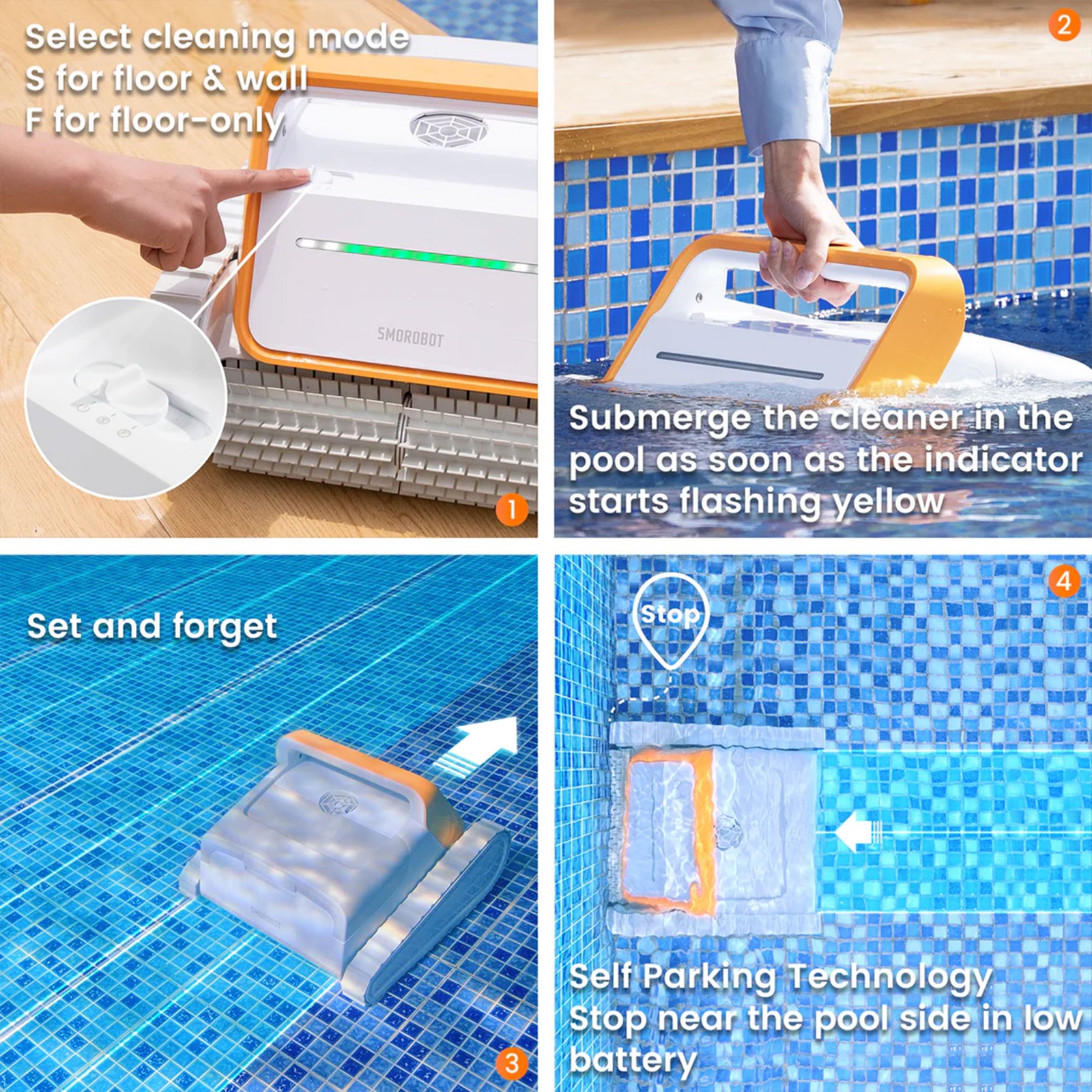 SMOROBOT (2023) Cordless Rechargeable Robotic Swimming Pool Cleaner (For Parts)