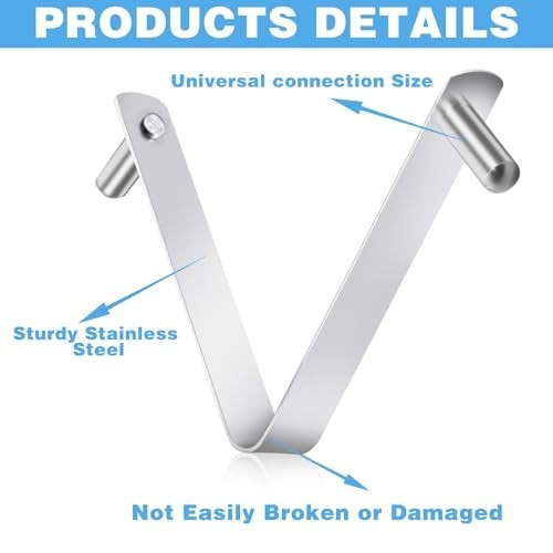 3Pcs Pool Brush Clips V-Shaped Stainless Steel Clips for Poles Skimmers Spa Tool