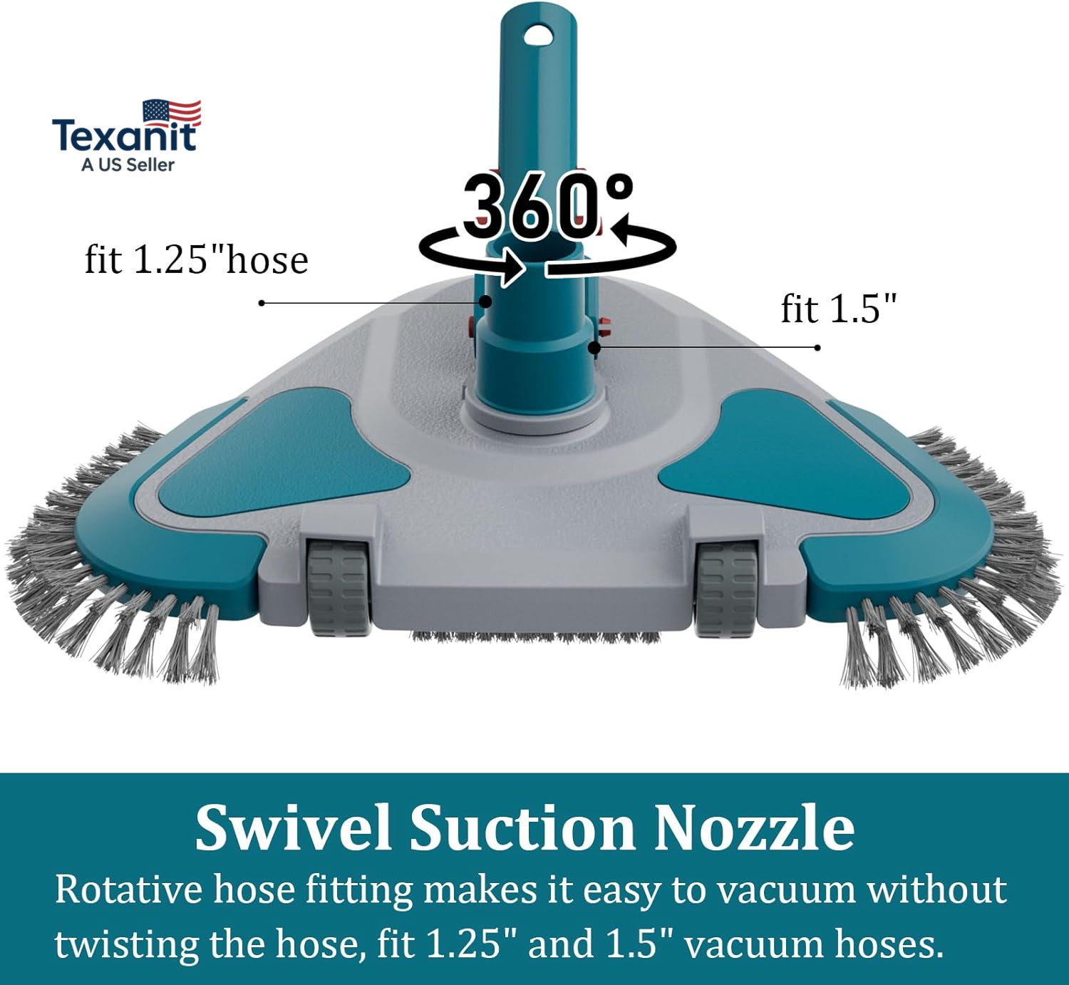 Upgrade Pro Weighted Triangular Pool Rotative Vacuum Head with Brush & EZ Clip H