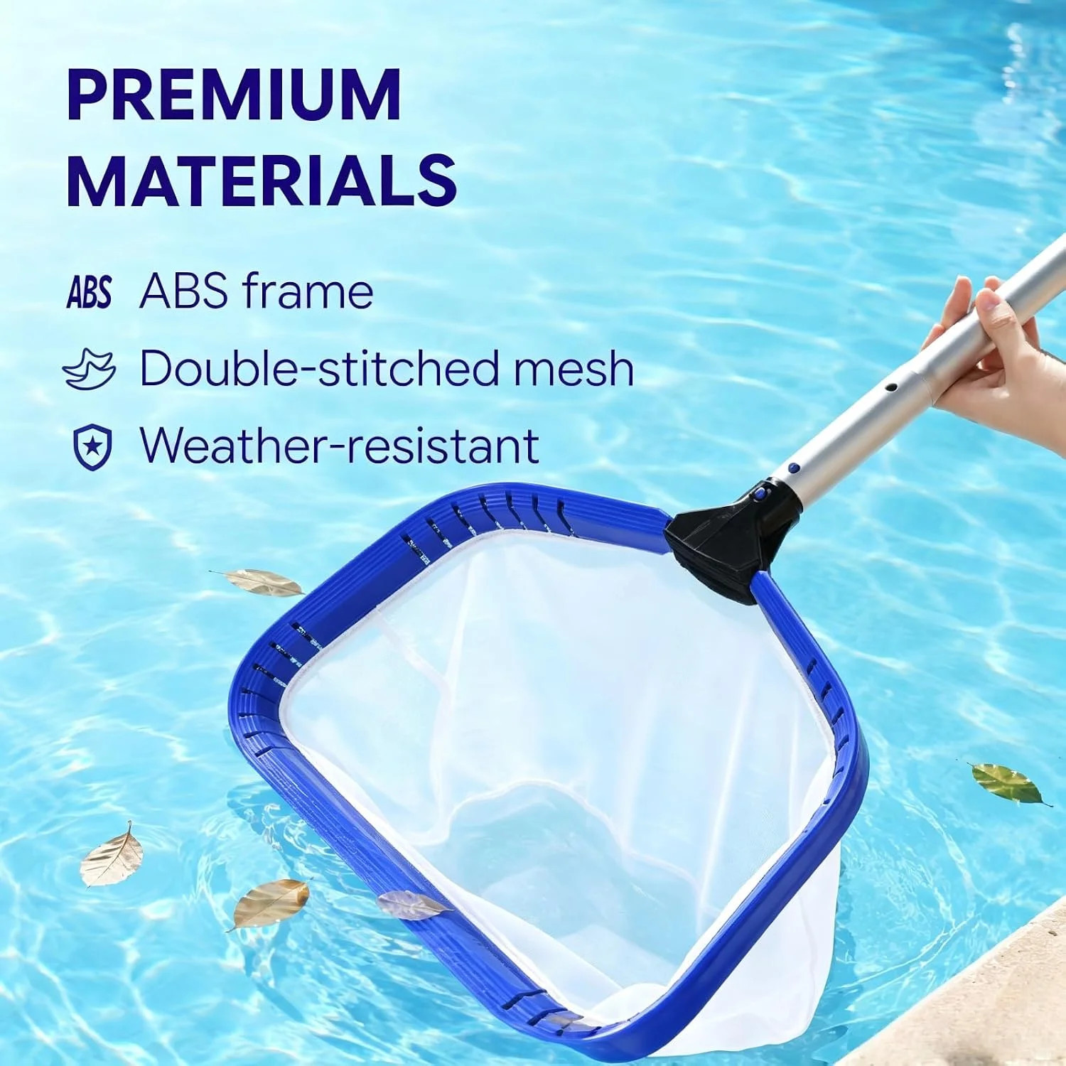 Heavy Duty Deep Bag Pool Skimmer Net, Professional Leaf Rake with Fine Nylon Mes