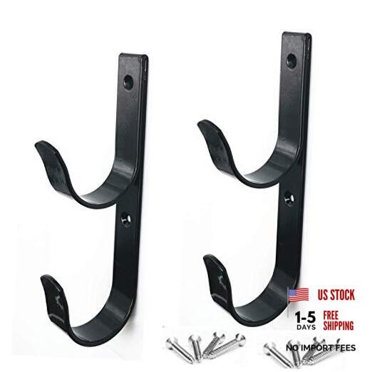 2 PCS Set Wide Pool Pole Hangers Heavy Duty Aluminium Holder Hooks with Black