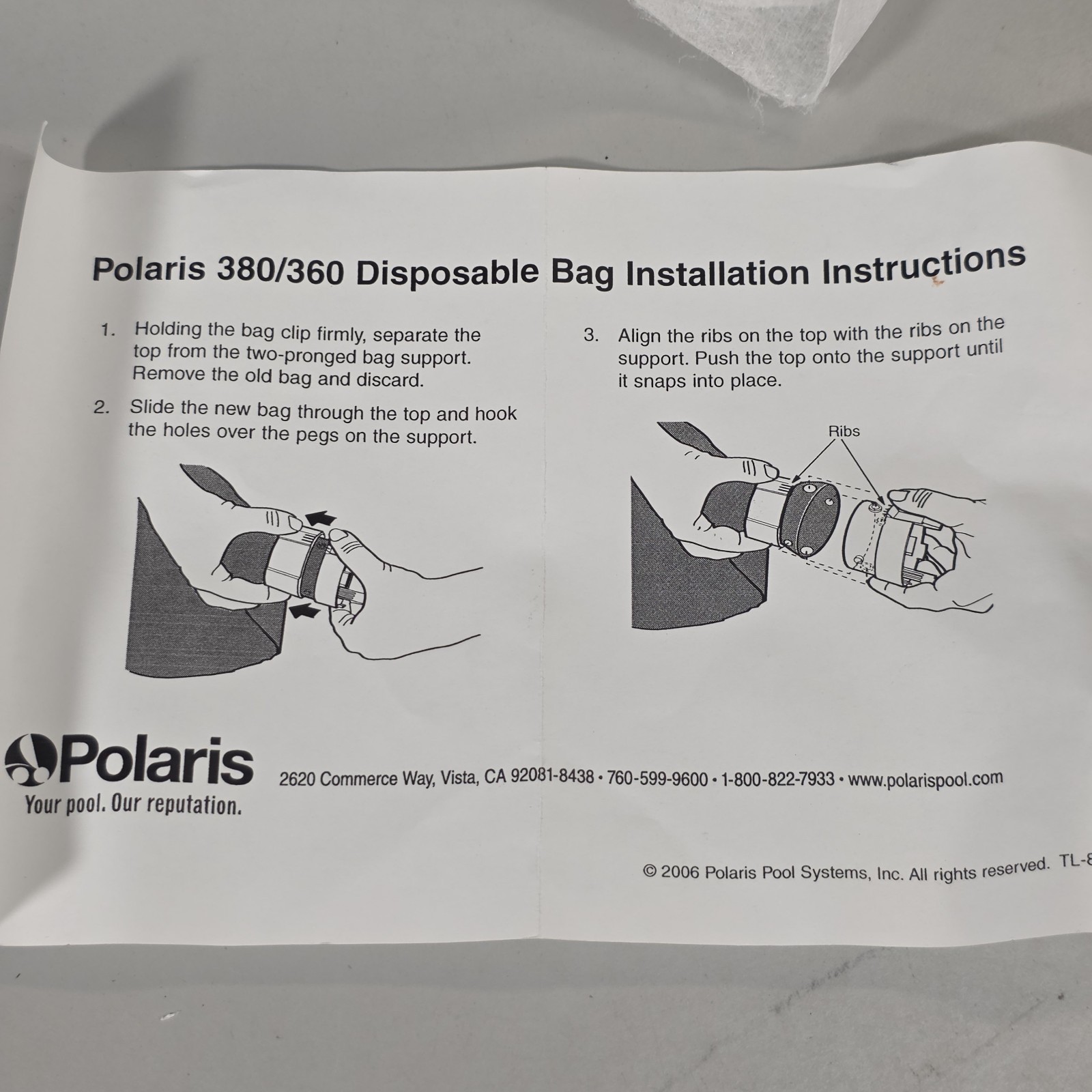 Polaris Ez Bag 9-100-1040 Disposable Filter Bag With Collar, 380/360 6 Ct. NIB