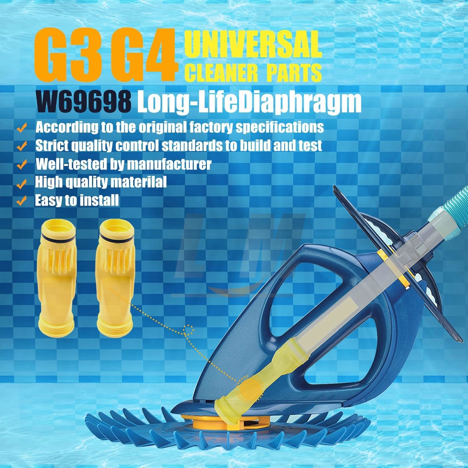 2 Pack W69698 Pool Cleaner Diaphragm For Zodiac Baracuda G3 G4 Alpha 2 / Alpha 3