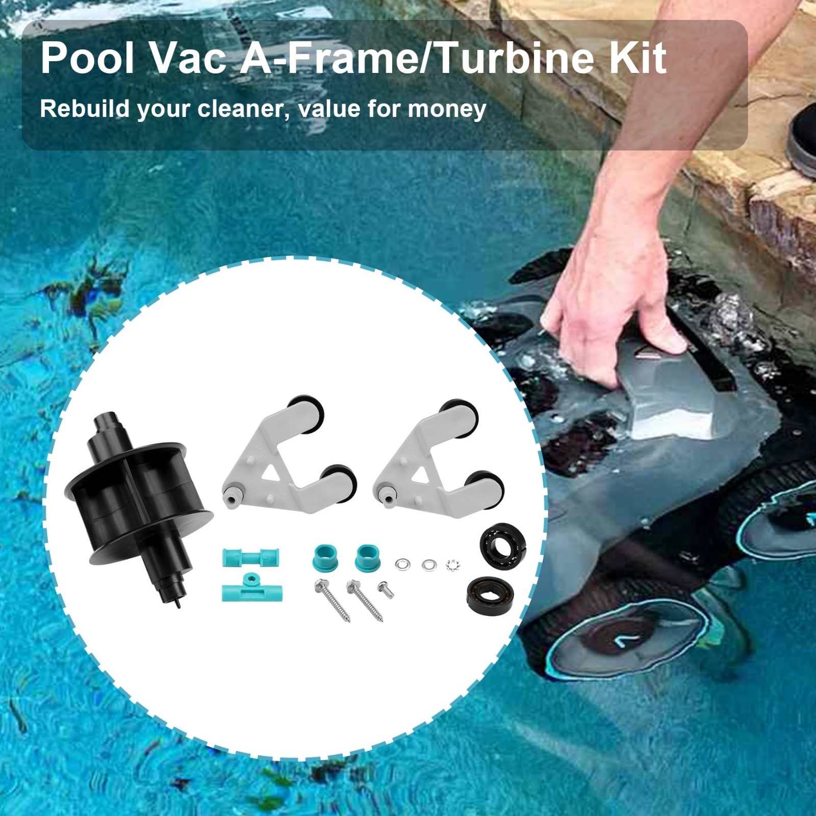 Universal Pool Vacuum A-Frame Turbine Kit, Compatible with Hayward Aquabug & Mor