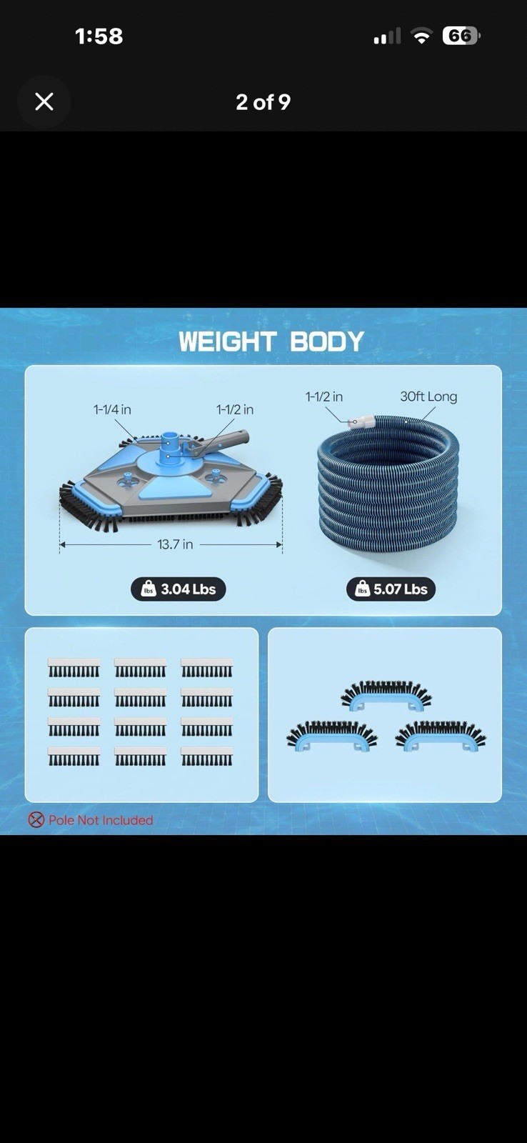 Upgrade Pool Vacuum Head with Side Brush & 360° Swivel Cuff, Heavy Duty Manual K