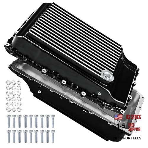328053220 Heavy Duty Cast Aluminum Transmission Oil Pan Compatible Black Silver