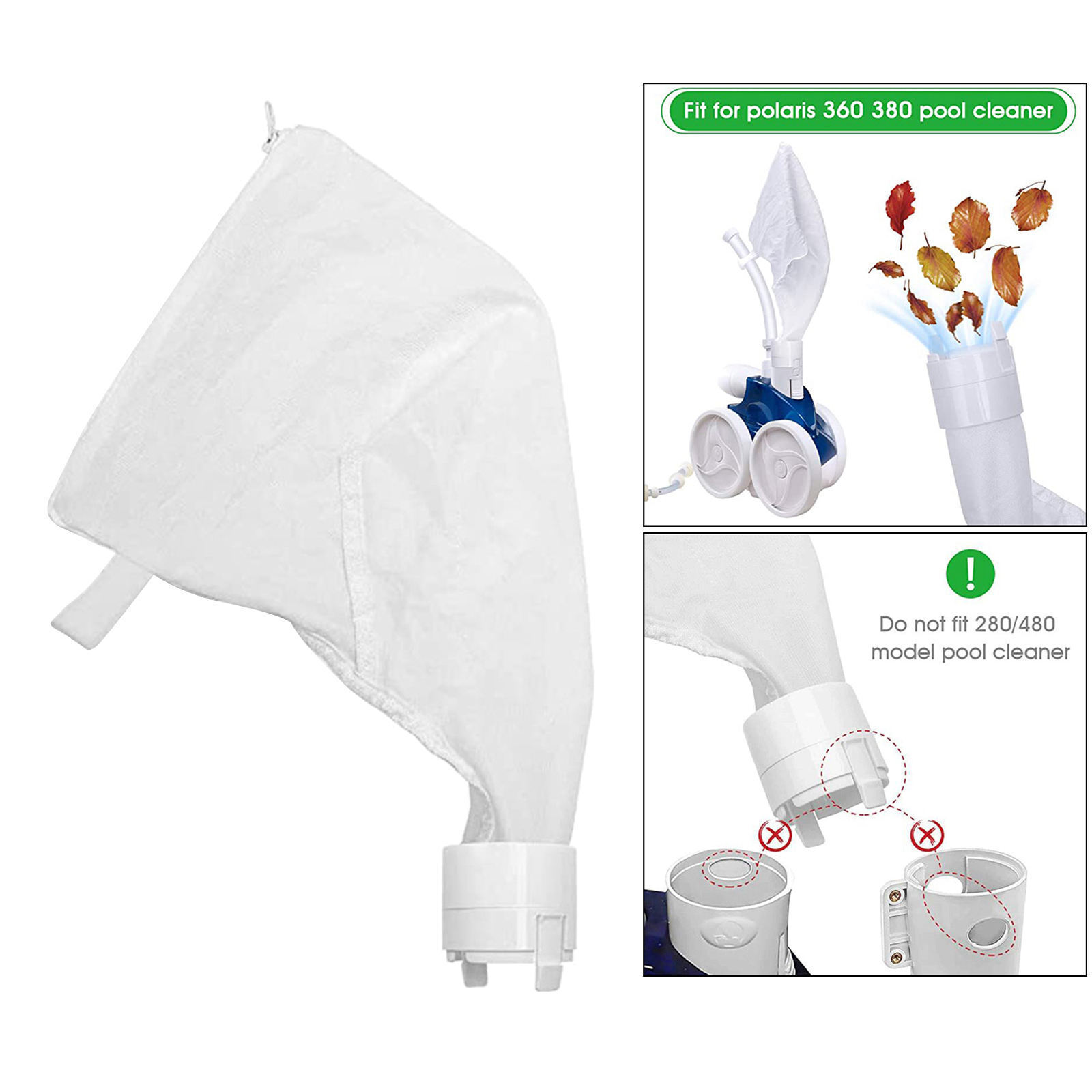 2 Pack Polaris 360 Replacement For 360 380 Pool Cleaner Zipper Bag All Purpose