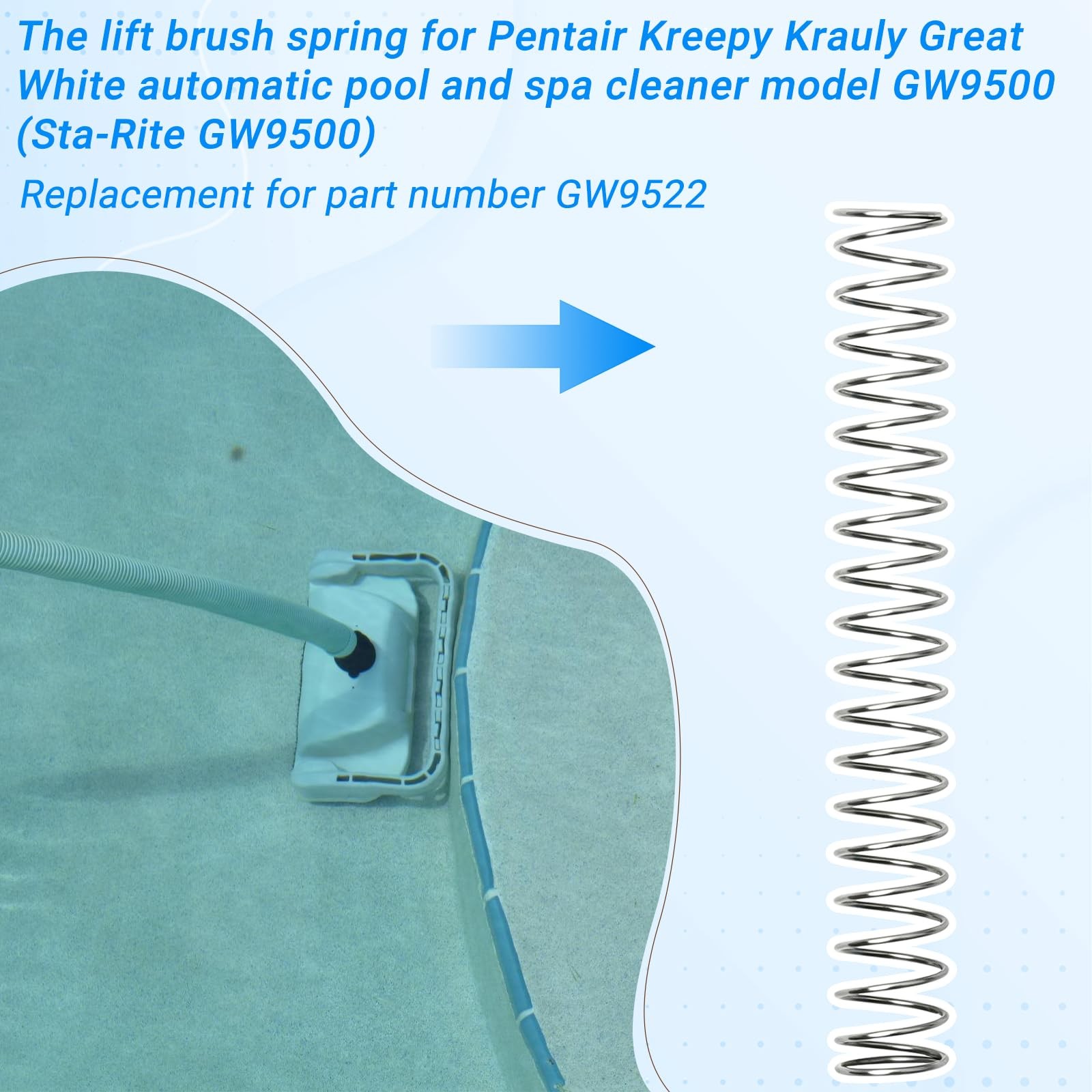 GW9522 Lift Brush Spring,Compatible with Sta-Rite Cleaner GW9500 (8 Pack)