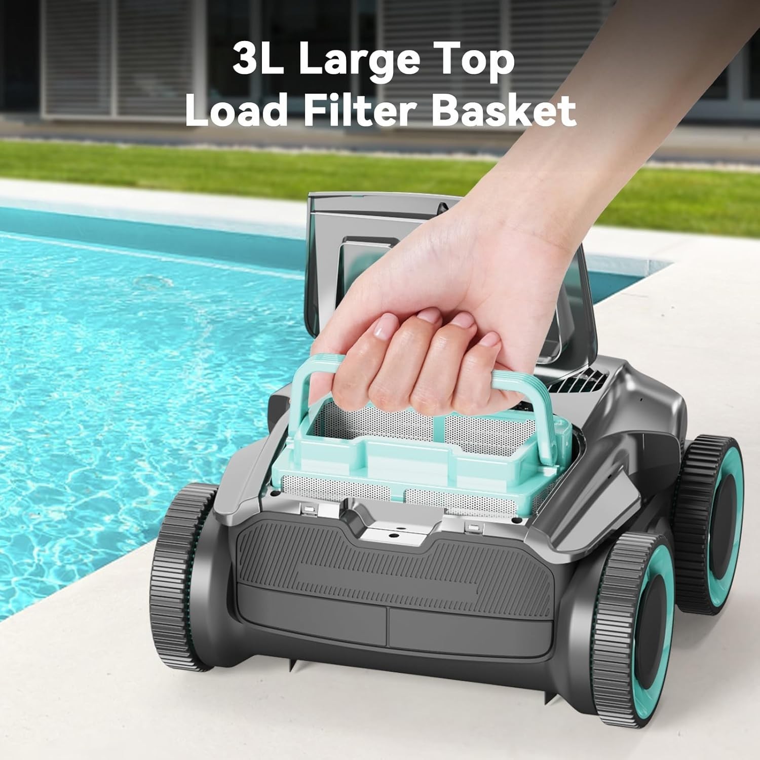 Cordless Robotic Pool Cleaner Wall Climbing 120 Mins Run Smart Navigation 1500ft