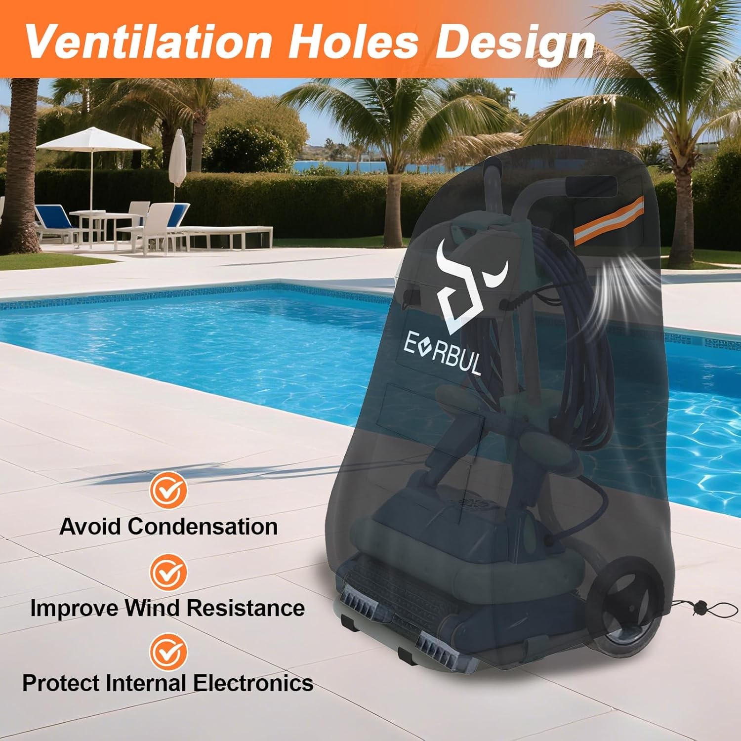 Robotic Pool Cleaner Cover for Most Pool Caddies Up 26&Prime; L x 22&Prime; W x 42&Prime; H