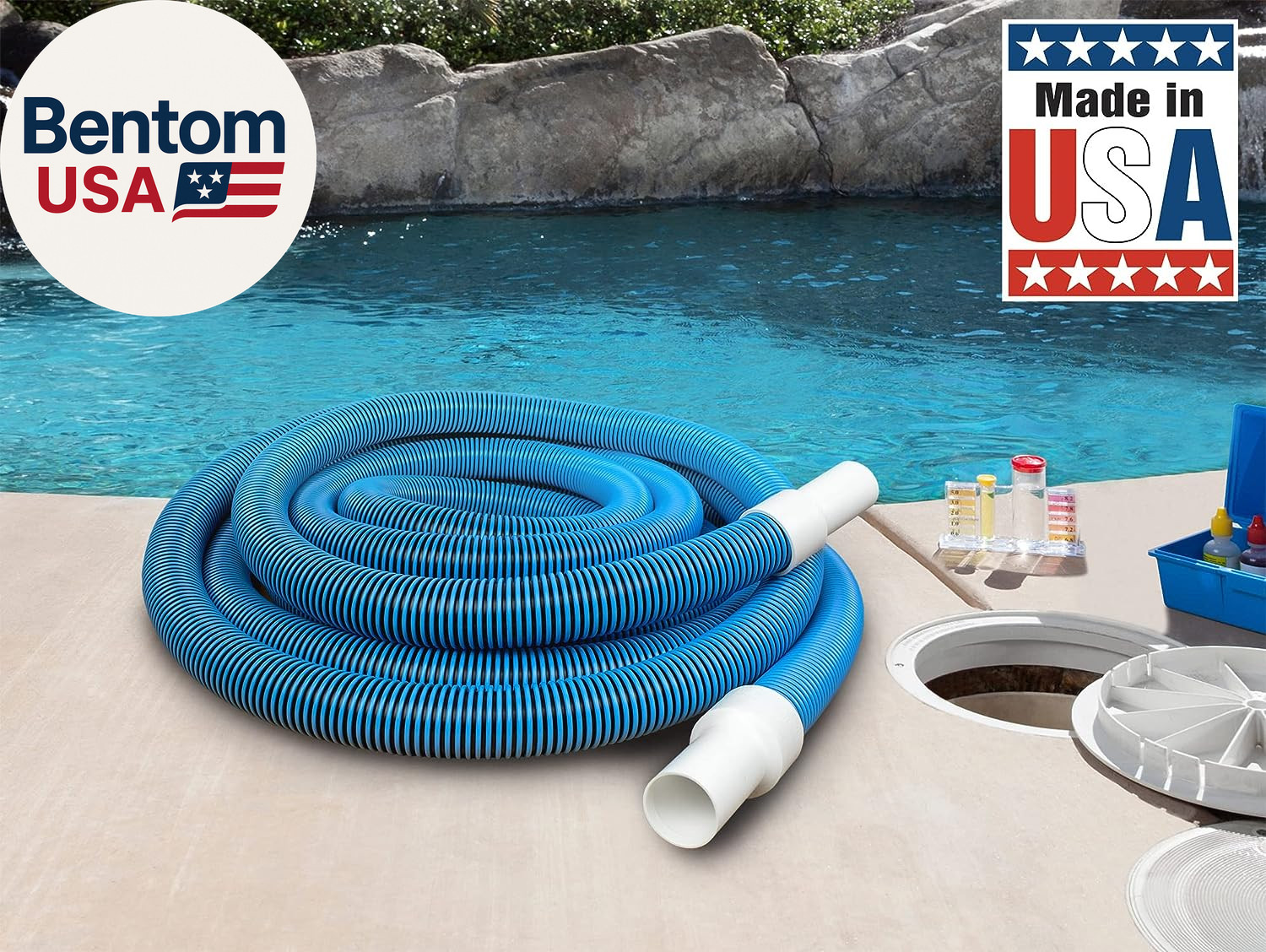 Manual Pool Vacuum Hose, 30 Ft X 1-1/2” for Inground & above Ground Pools, Not f