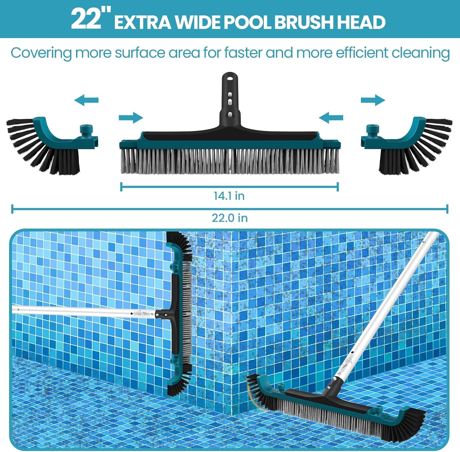 Ultimate Deluxe Pool Cleaning Kit: Net, Vacuum Head & 13ft Brush Pole