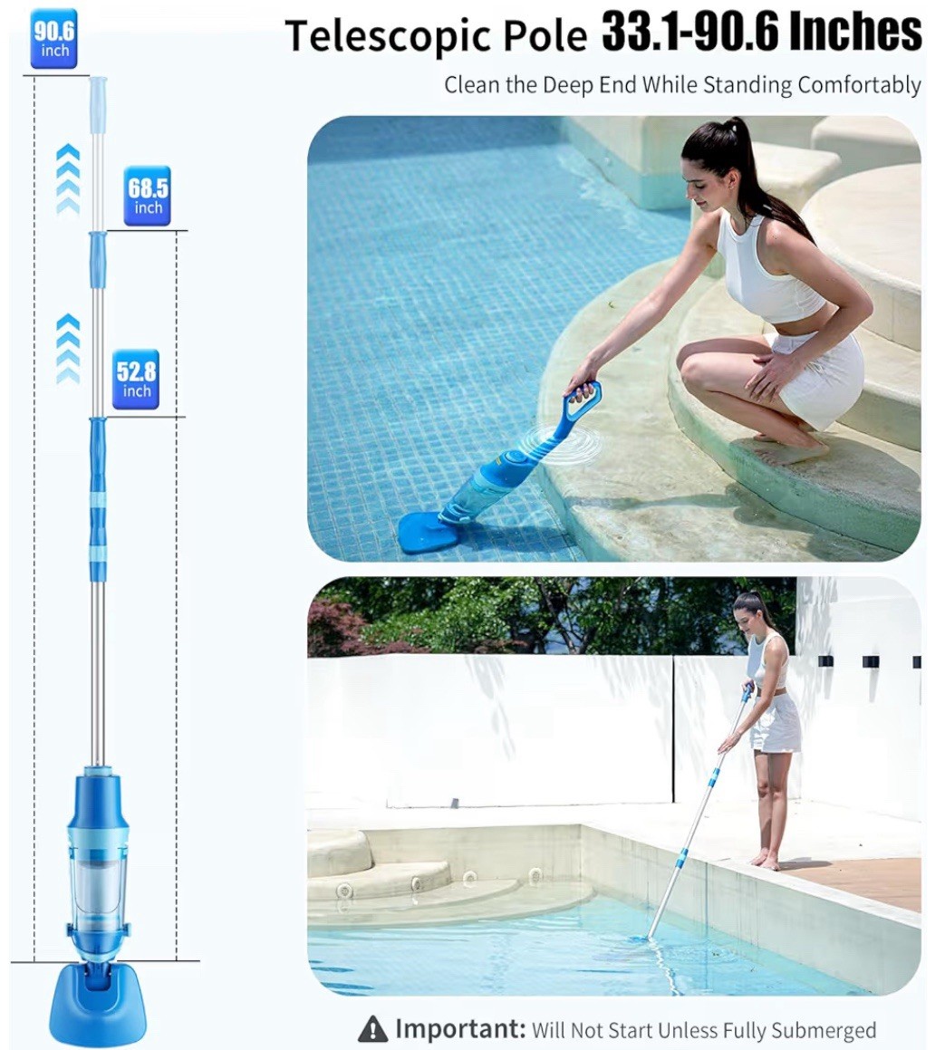 Swolace Cordless Pool Vacuum Cleaner 1427 GPH Rechargeable Above Ground Inground