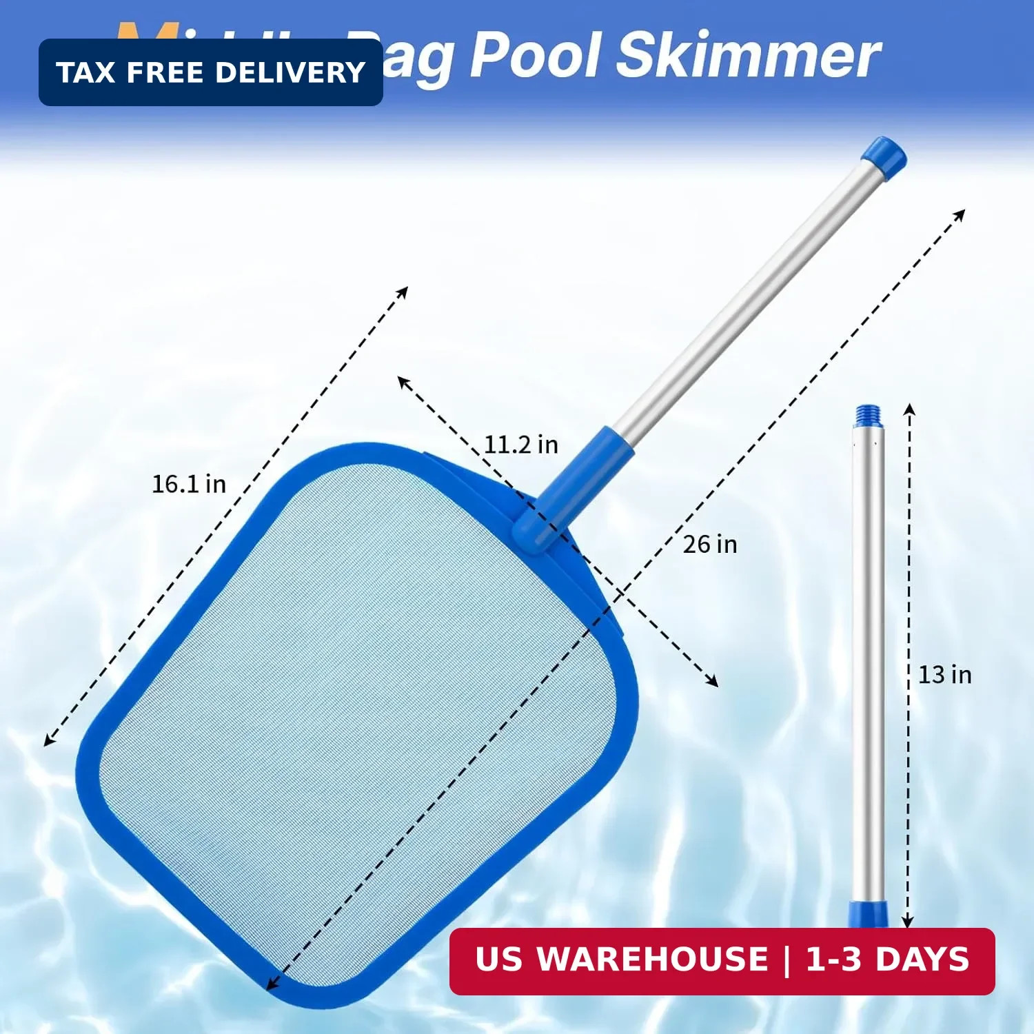 Tavaleu Pool Skimmer, Hot Tub Skimmer Spa Net with Pole, 26 », Ultra Fine Mesh S