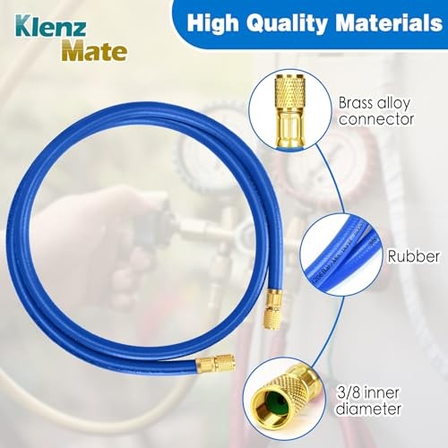 2026 Upgraded 3/8&Prime; HVAC Vacuum Hose,72&Prime; Refrigerant Charging Blue 6Ft