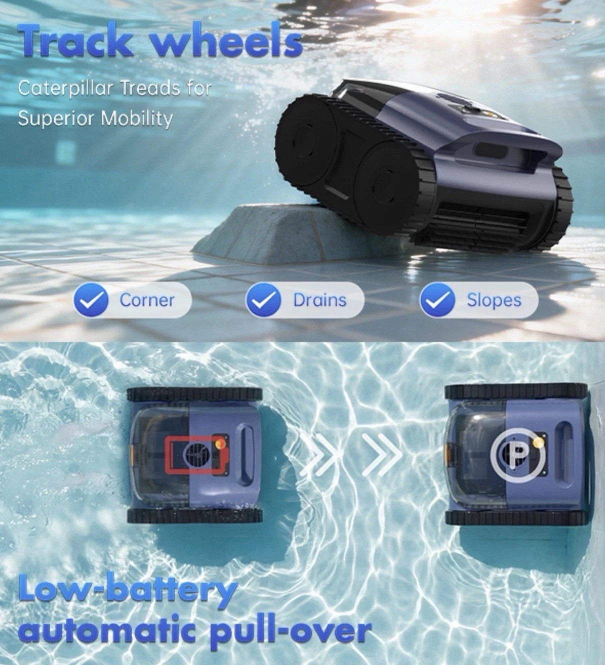 Seauto Pool Vacuum Smart Navigatio Wall and Waterline Cleaning Vacuum To 200m²