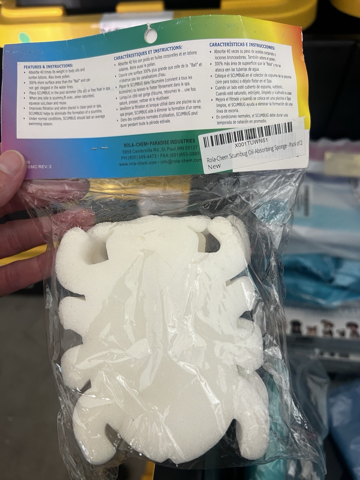 Scumbug Pool Spa Oil Absorbing Sponge 2 Pack Skimmer Scum Bug New