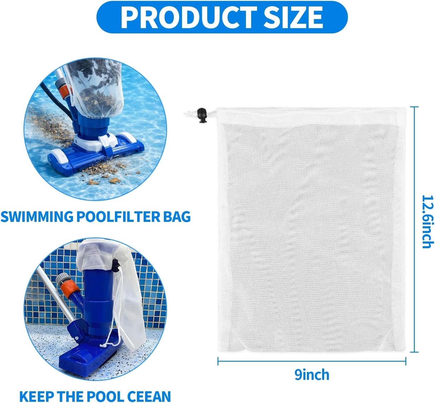 4 PCS Pool Vacuum Replacement, Pool Leaf Vacuum Net Bag, Mesh Bag for Pool Va…