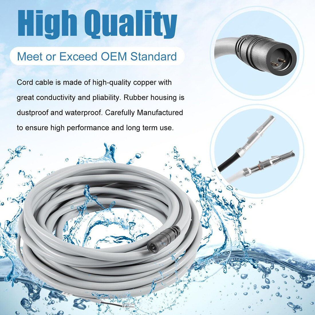 55ft Floating Power Cord RCX50061 Assembly for Hayward SharkVAC XL/TigerShark/QC