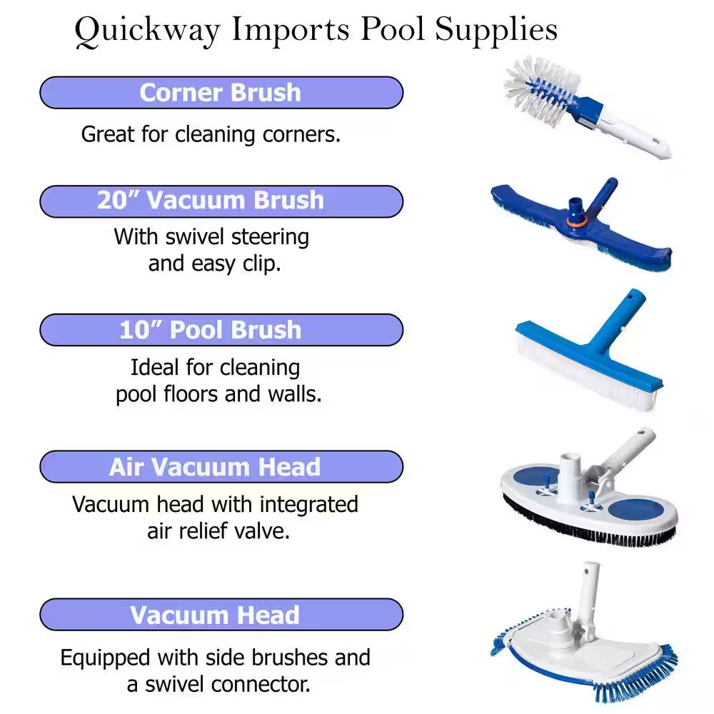 20&Prime; Vacuum Head Swivel Hose Connection Durable Nylon Bristles Heavy-Duty Brush f