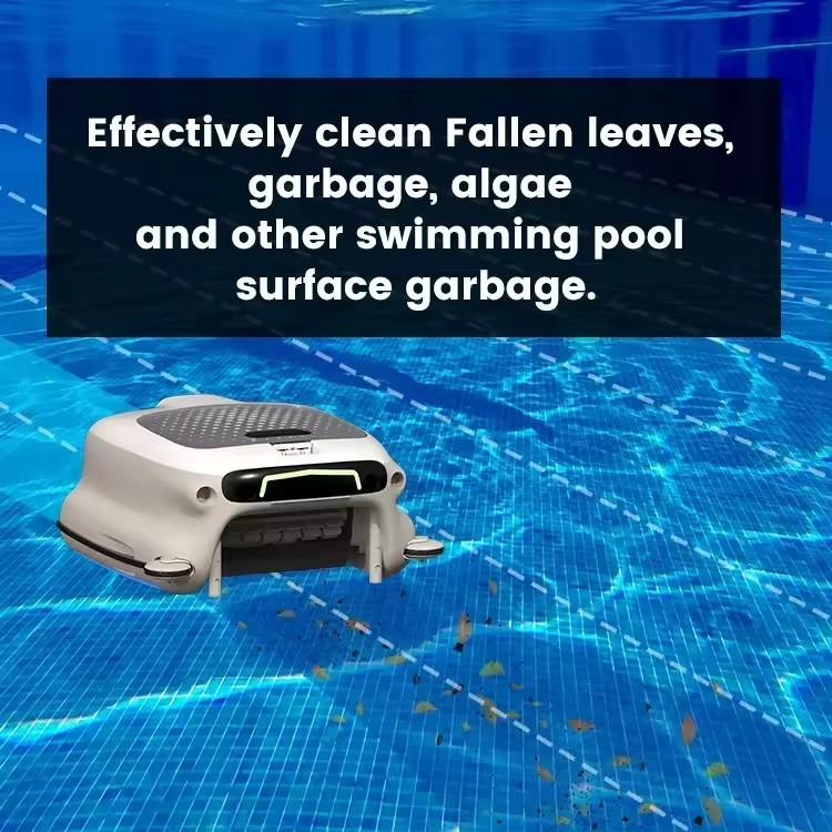 Pool Surface Skimmer Robot Automatic Pool Cleaner 2000sq.ft IPX7 Cordless Remote