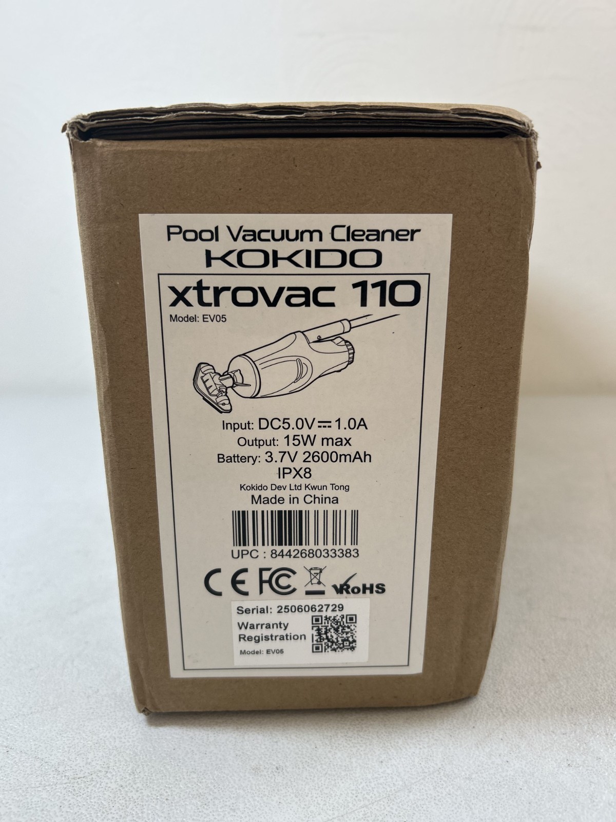 KOKIDO XTROVAC 110 Rechargeable Handheld SWIMMING Pool Vacuum Set Model EV05