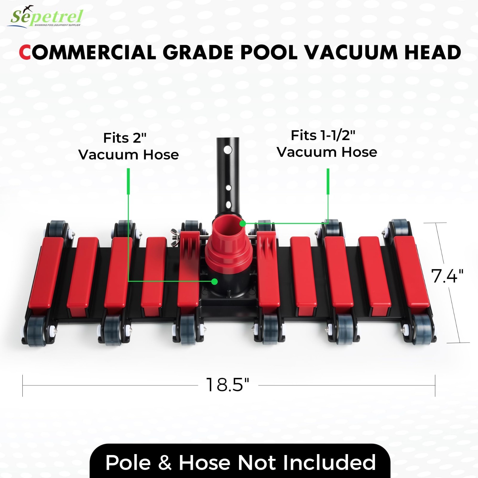 Extra-Wide 19&Prime; Commercial Pool Vacuum Head with Wheels – Heavy-Duty Deep Cleaner