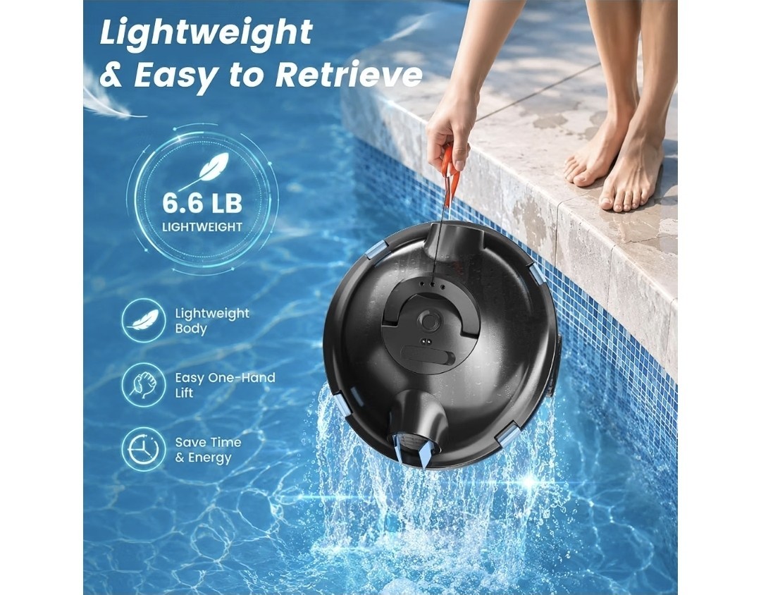 Y10 Robotic Pool Cleaner,Cordless Pool Vacuum with 150 Mins Runtime,High Efficie