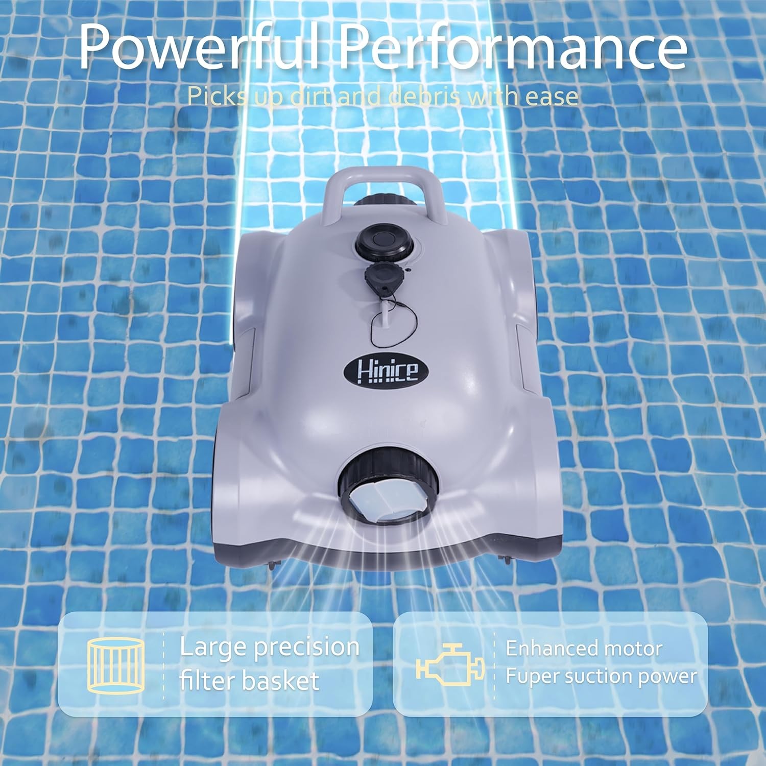 Cordless Wall Climbing Robotic Pool Cleaner for 2200 Sq Ft In-Ground Pools Grey