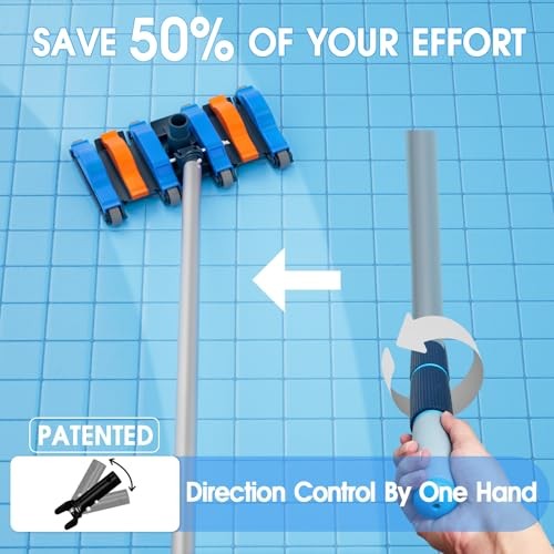 Commercial-Grade 4.4 LB Weighted Pool Vacuum Head with Swivel Blue&Orange