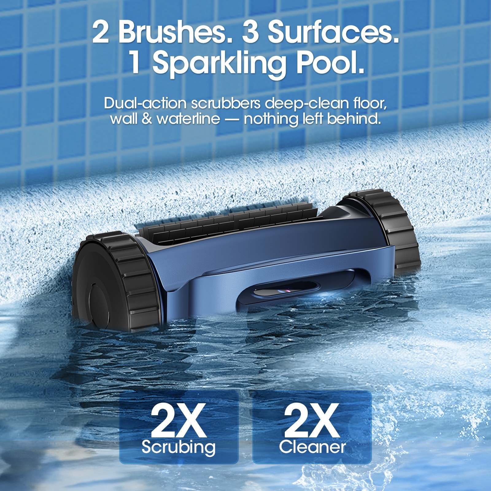 SEAUTO SAT25 Cordless Robotic Pool Cleaner 3H Floor/Wall/Waterline Cleaning