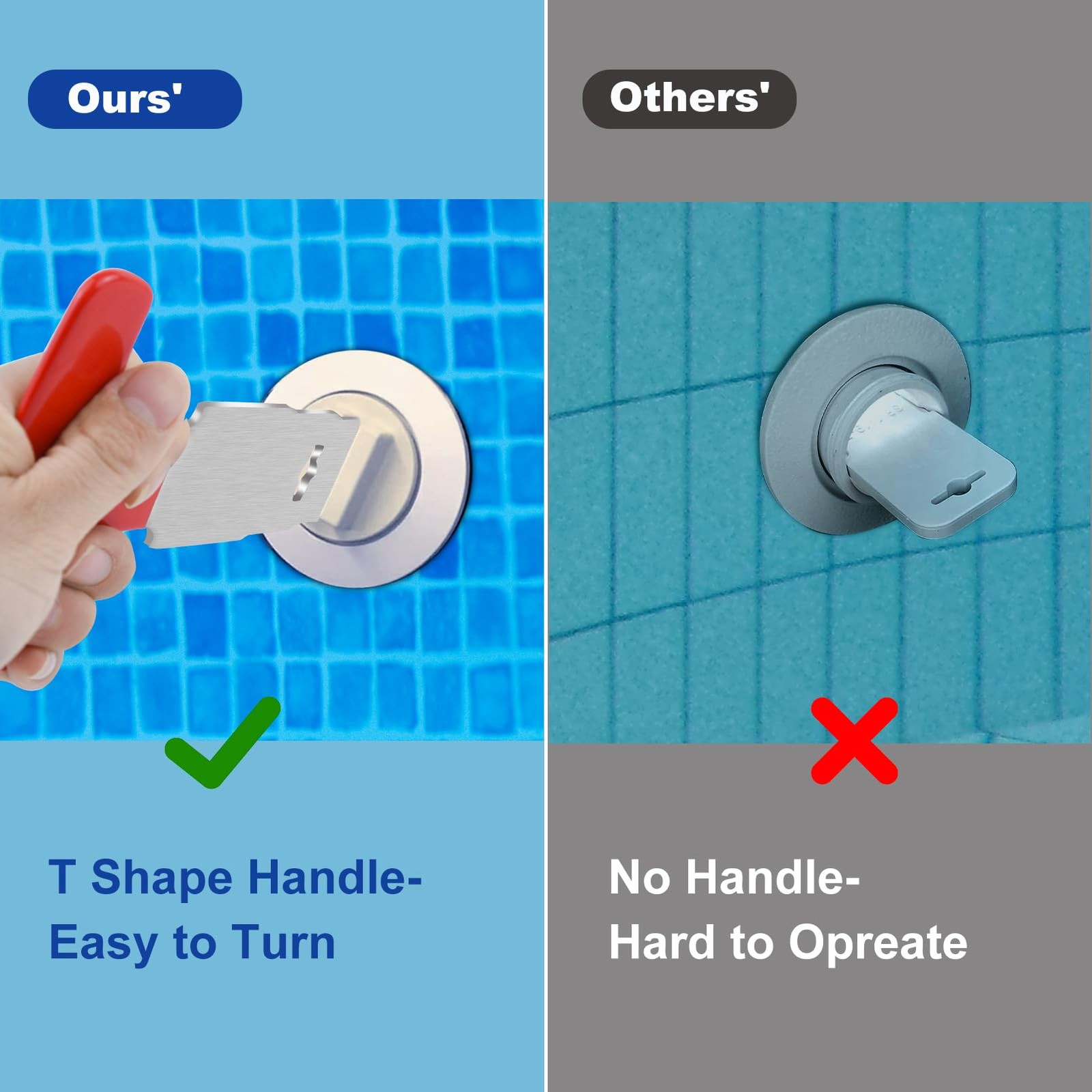 Pool Plug Removal Tool with Handle Grip, Upgraded Metal Eyeball Seat Red-1