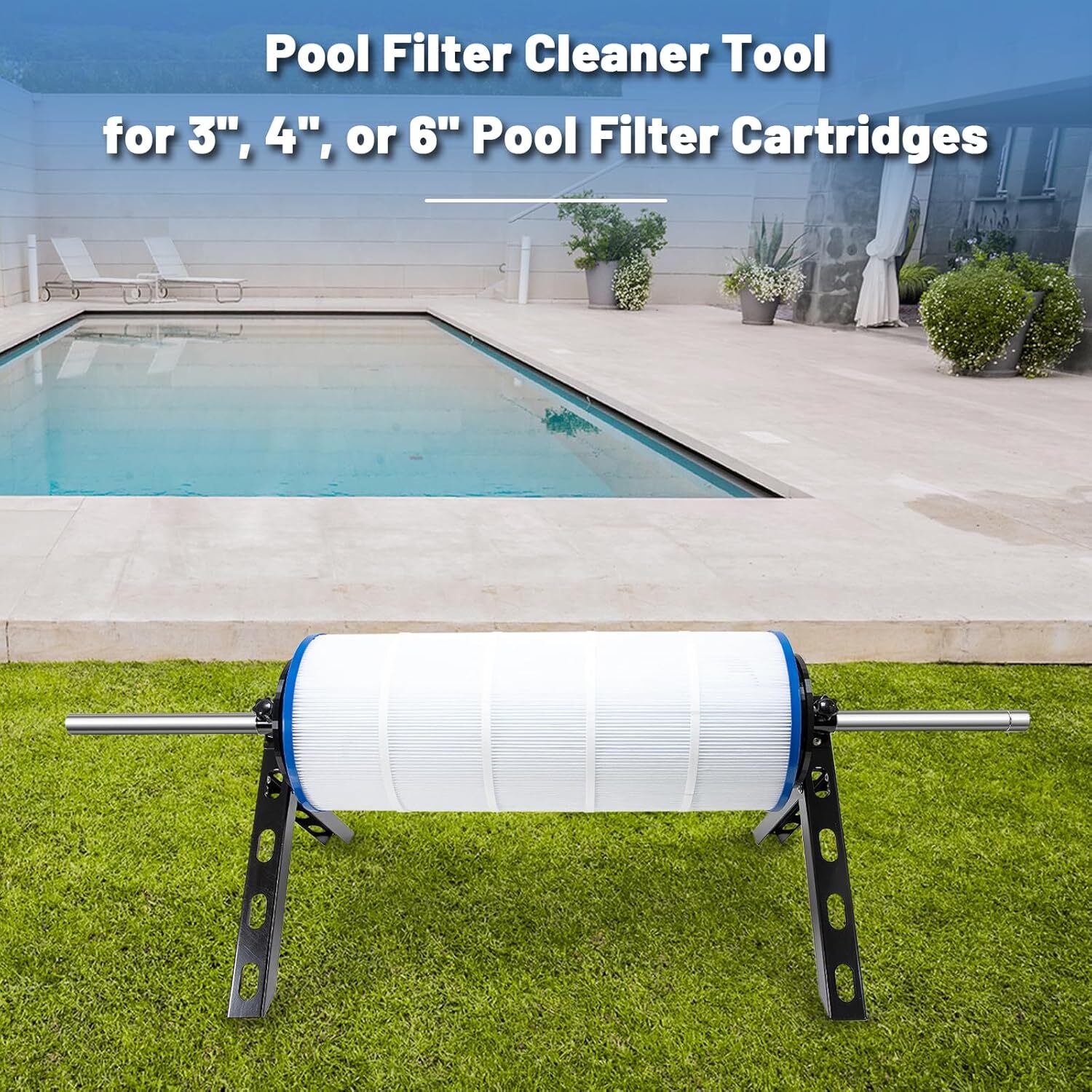 Pool Filter Cleaner Tool for 3, 4, or 6&Prime; Pool Filter Cartridges