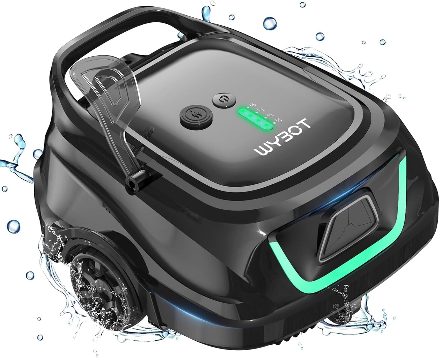 Smart Robotic Pool Cleaner – Abyss Black Green, 130 Mins Runtime & Self-Parking