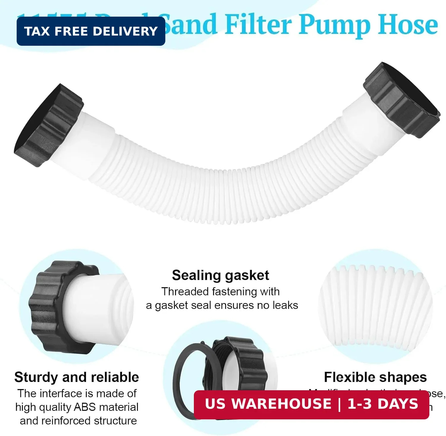 11535 Pool Sand Filter Pump Hose, 16 Inch Interconnecting Hose for Intex Sand Fi