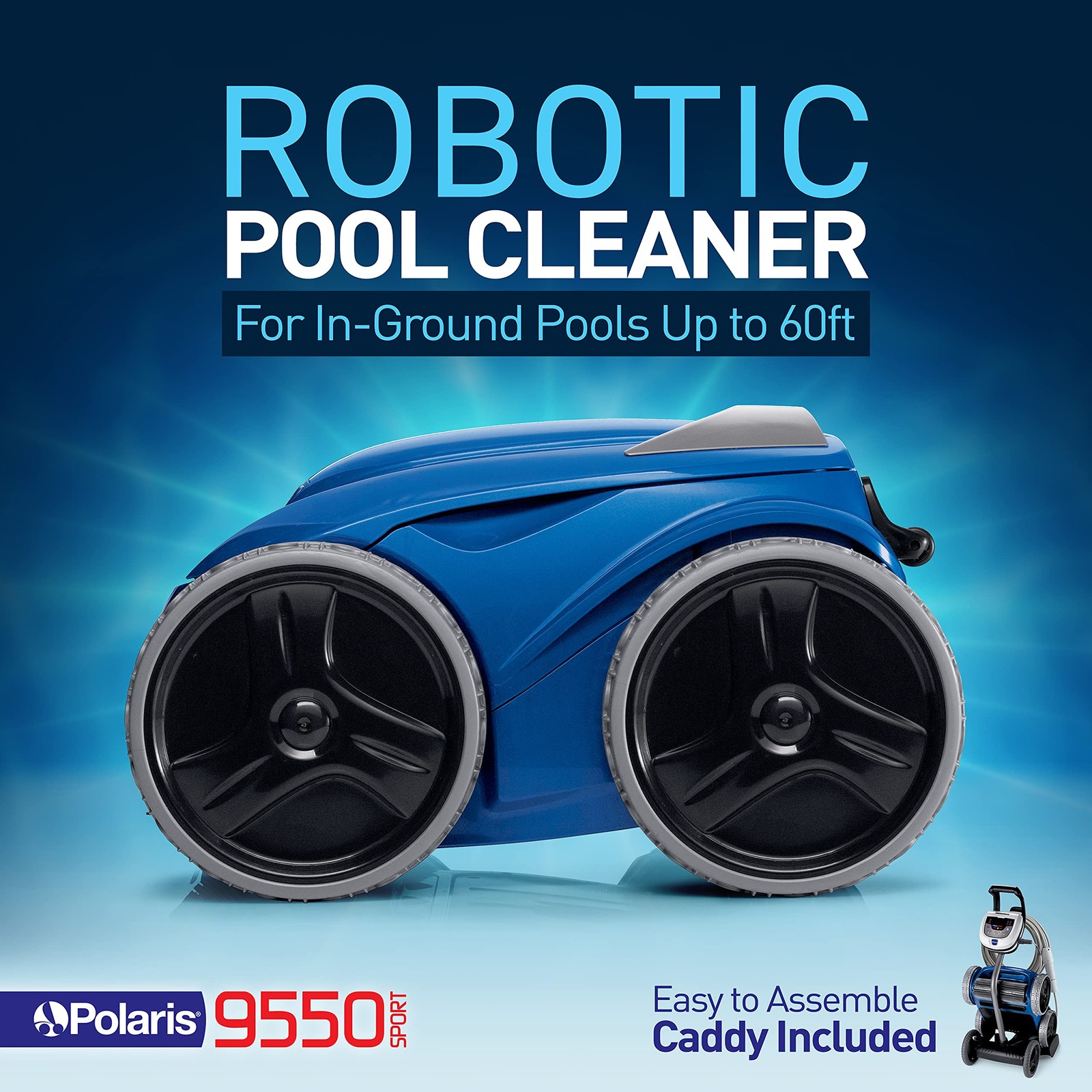 Polaris 9550 Sport Robotic Pool Cleaner, Automatic 22 x 22 x 22 inches, BLUE