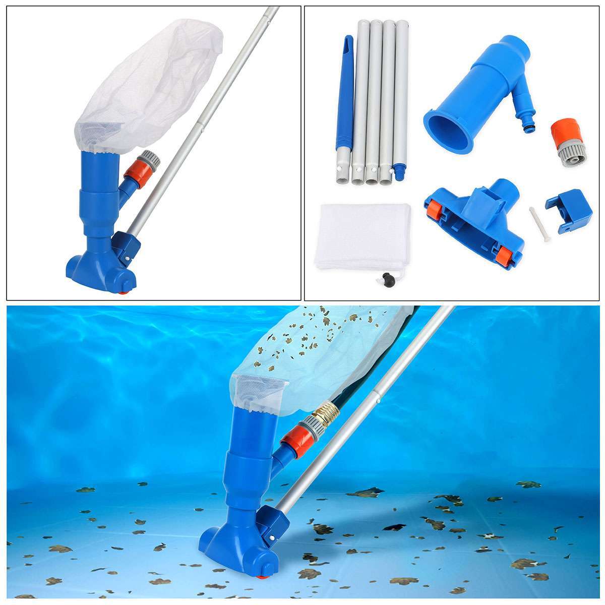 Handheld Vacuum Swimming Pool Jet Cleaner 5Section Pole Ground Spa Pond Fountain