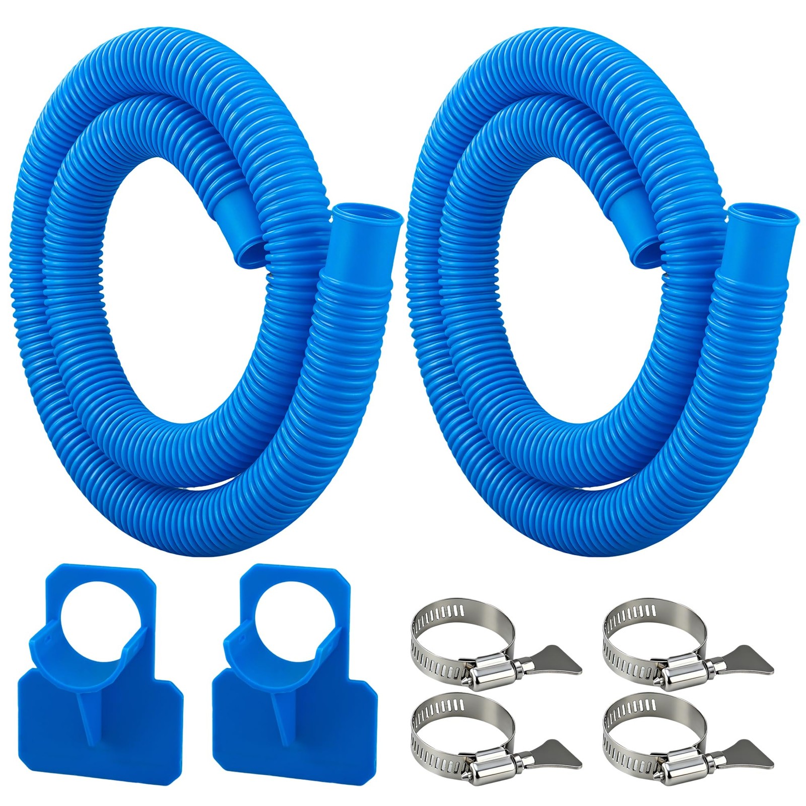 2 Pack Pool Pump Hoses for Above Ground Pools 1.25 inches x 59 inches, Blue