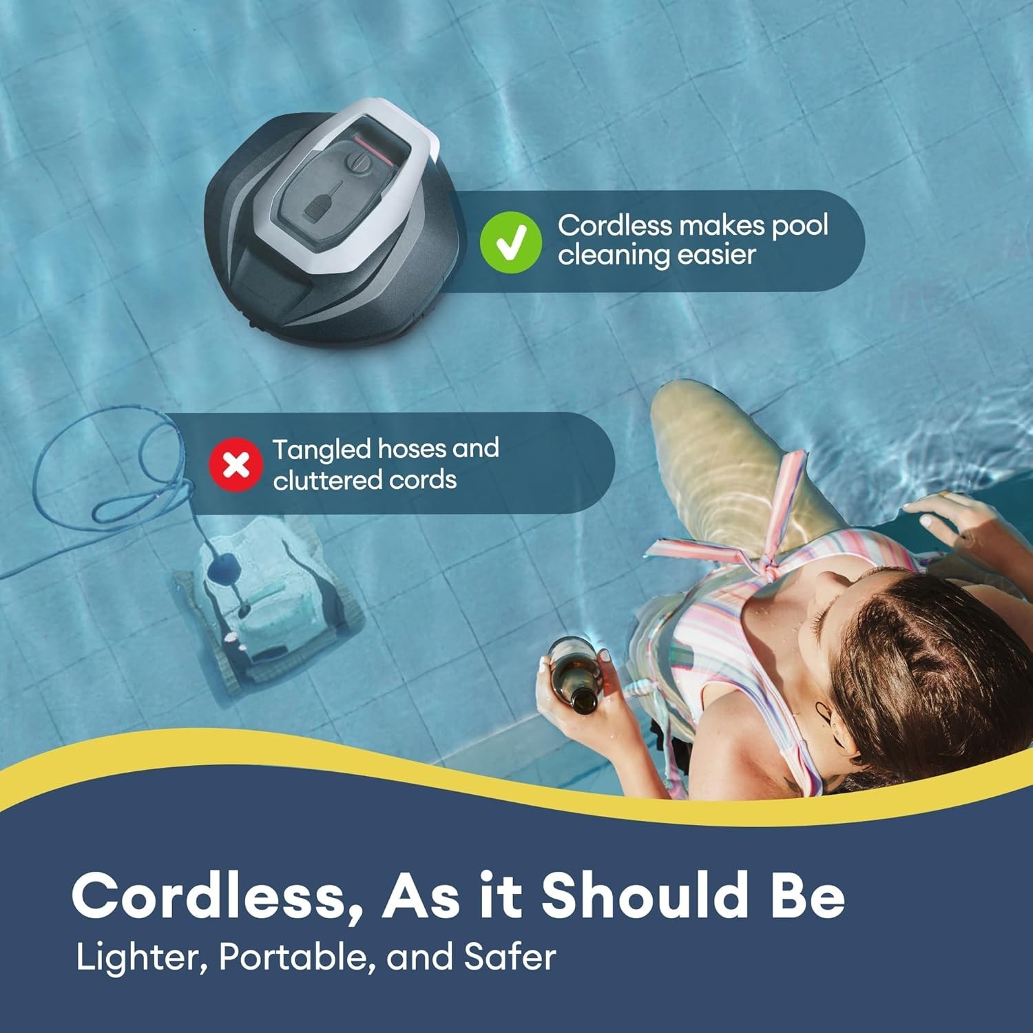S110 Robotic Pool Cleaner: Cordless, Dual-Motor Suction for Effortless Cleaning