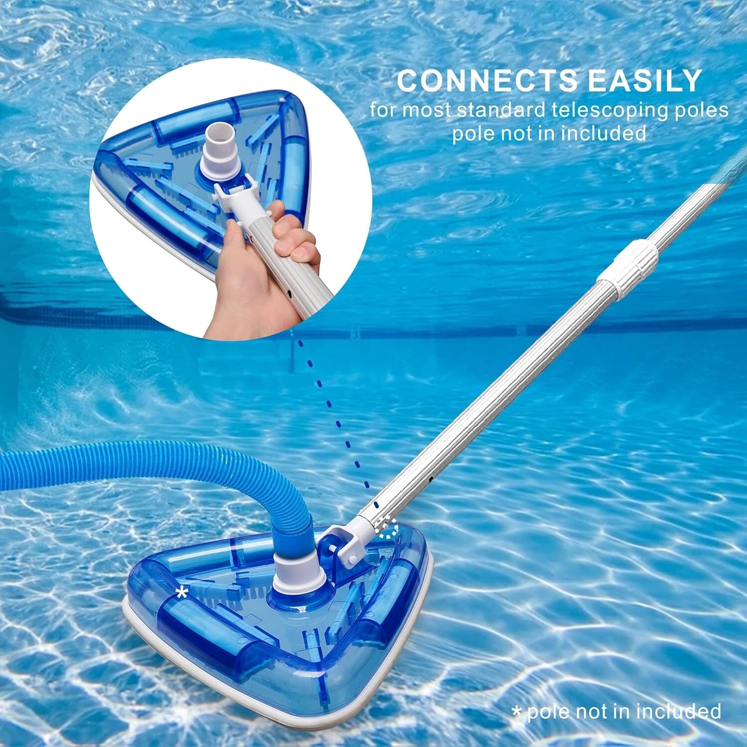 New Vacum Head Bottom Brush, Triangular Weighted Transparent w/ Swivel Connect