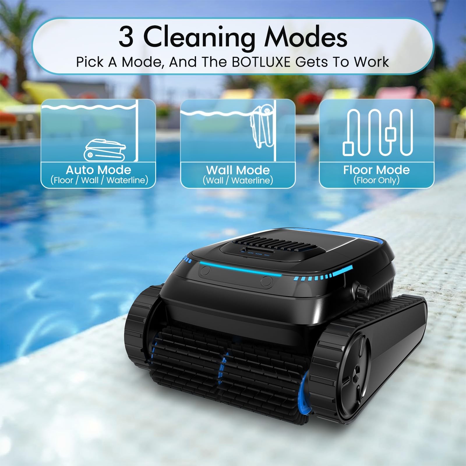 BOTLIFE Cordless Pool Robot Vacuum for Inground Pools, 5000 GPH Powerful Suction