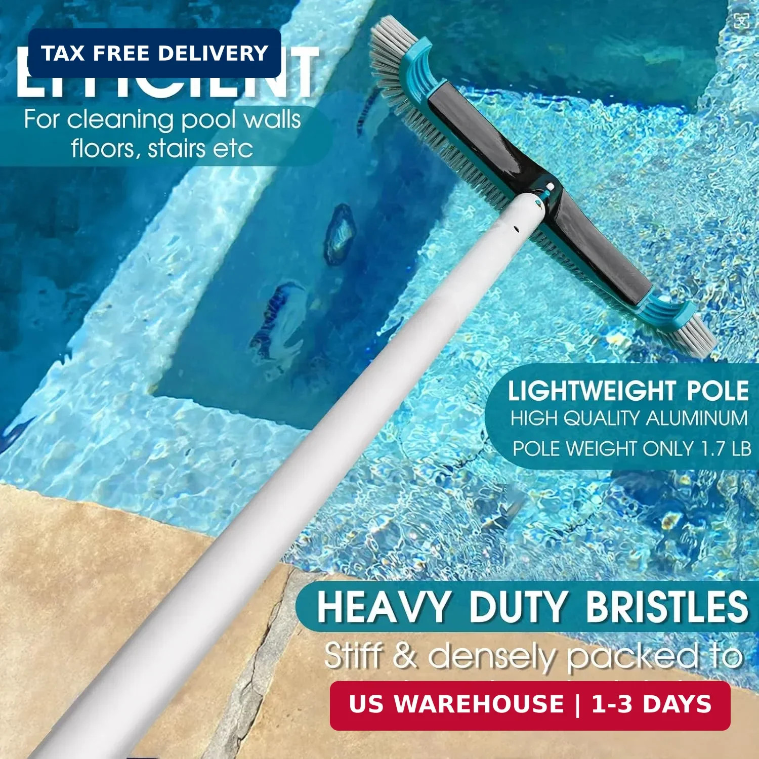 Swimming Pool Cleaning Kit – Aluminum Frame Skimmer Net with 10Ft Adjustable Pol