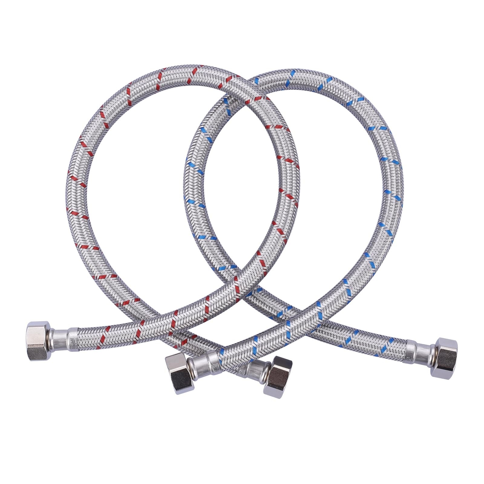 72 Inch Length Faucet Hose 1/2” to 1/2”, ARCORA Braided 72 Inch, Silver
