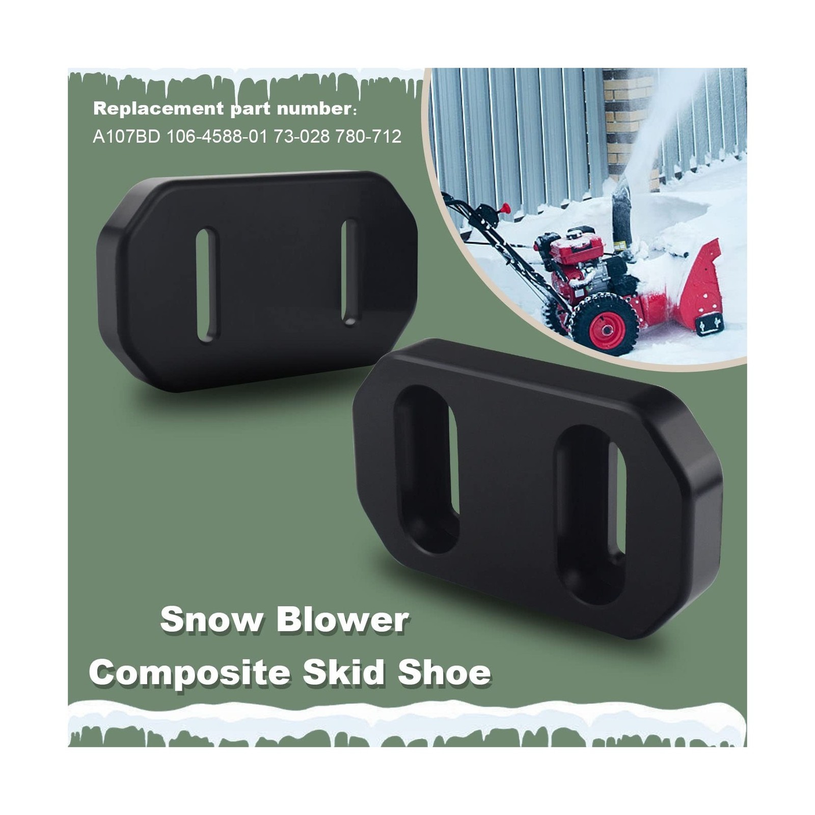2 Pack 106-4588-01 Snowblower Composite Skid Shoe – Compatible with Toro 106-…