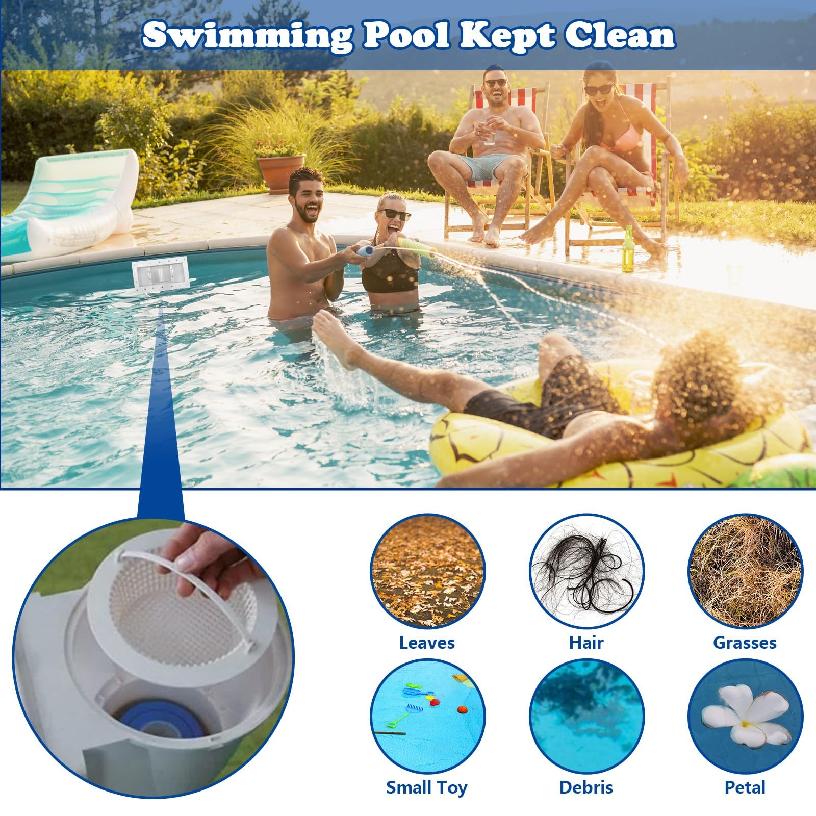 Fixidea Above Ground Pool Skimmer Kit- Wide Mouth Opening Thru-Wall Skimmer-