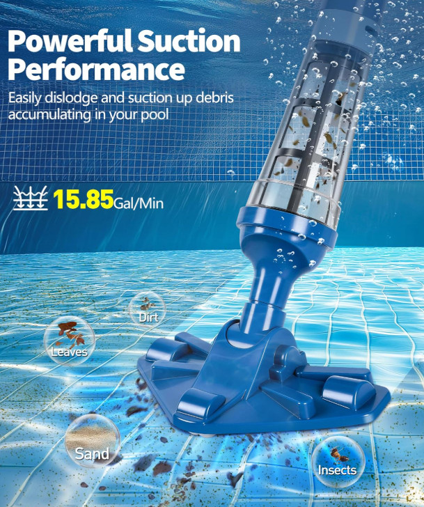 Aspiradora para Jacuzzi y Piscina Recargable 90 Min 15,8 GPM Azul