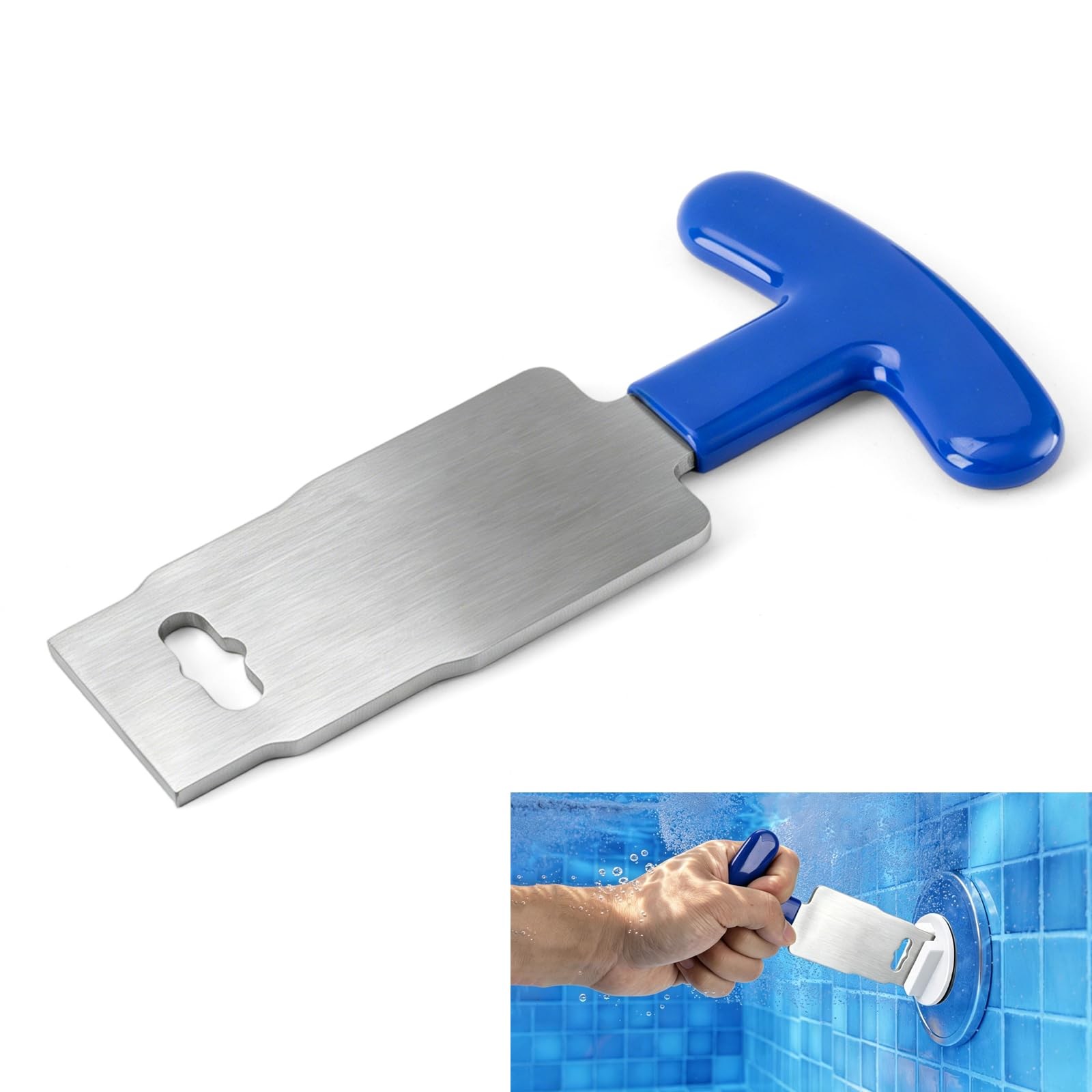 DAOLONG Pool Plug Removal Tool with Handle Grip, Upgraded Metal Eyeball blue