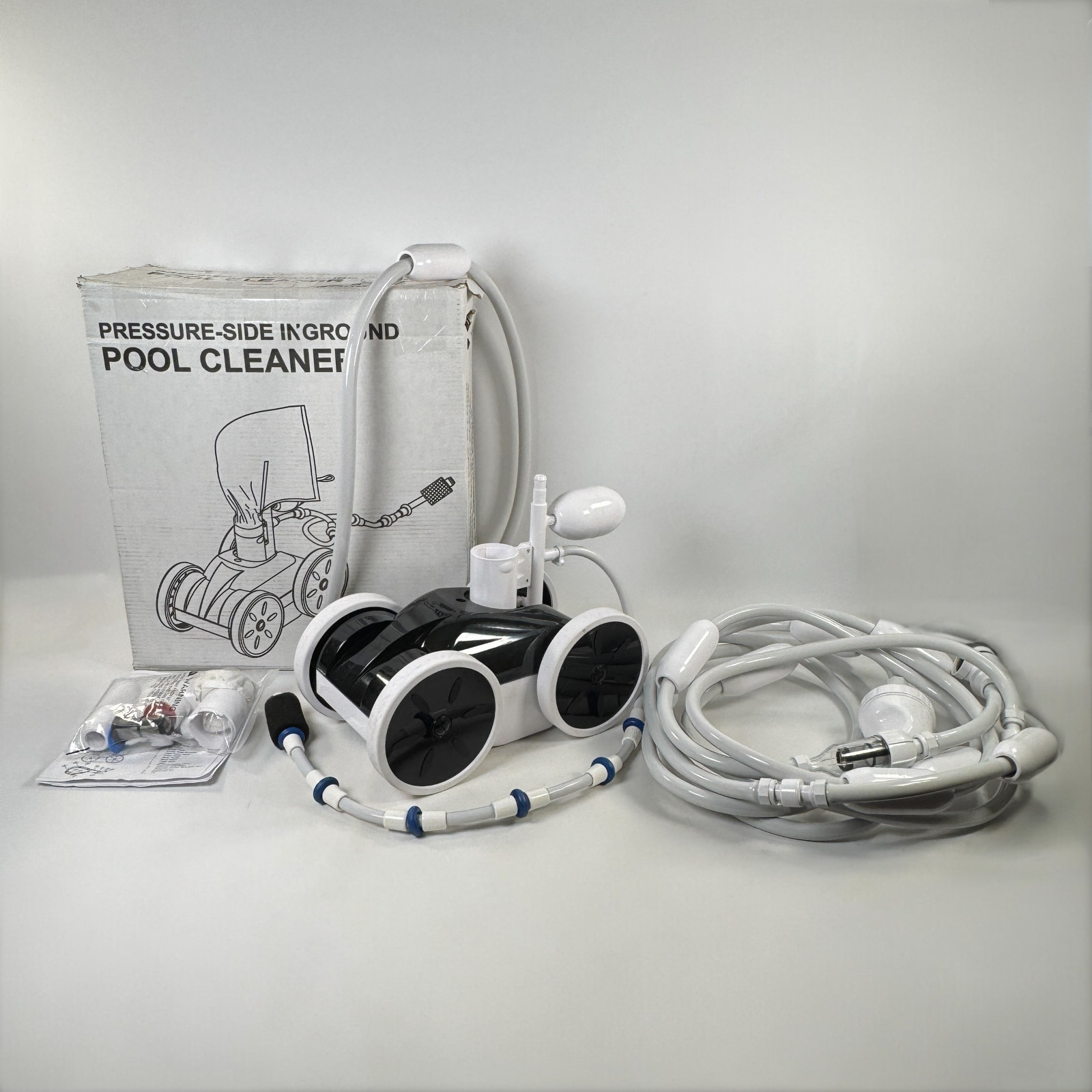 AMPTYHUB~Upgraded Pool Pressure Side Sweeper – 4 Wheel Professional Pool Cleaner