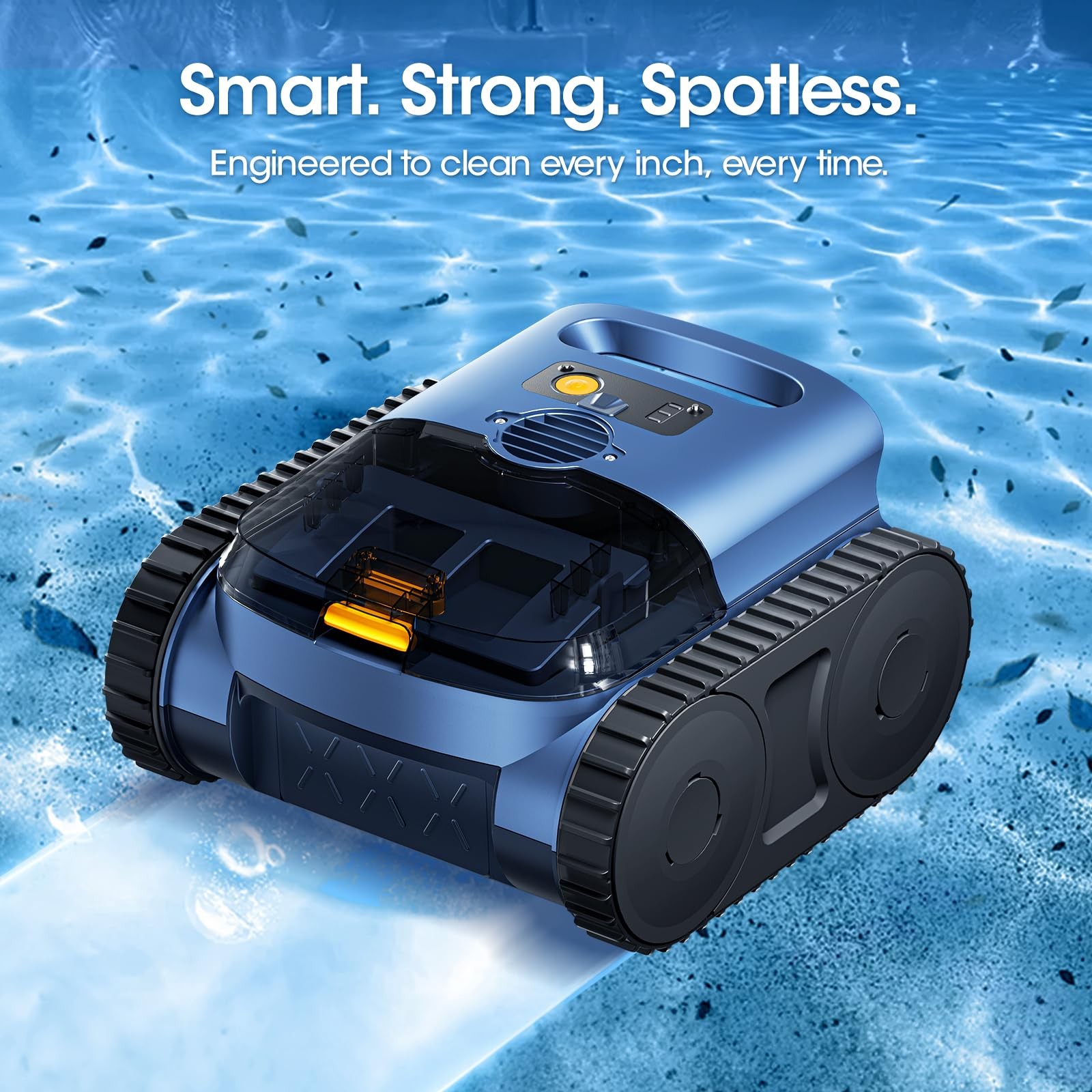Cordless Robotic Pool Vacuum with Smarter Navigation & Track Drive, Navy Blue